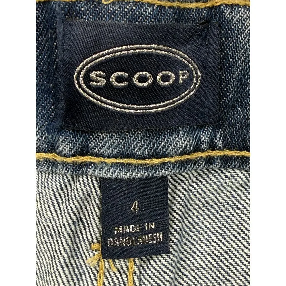 NWT Scoop Women’s Blue Rhinestone Wide Leg Jeans high waist 100% cotton Sz 4 - Picture 6 of 11